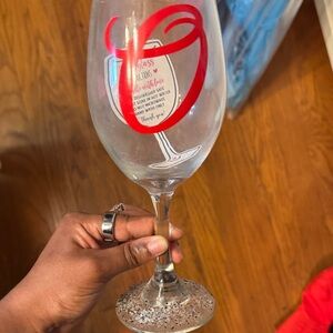 Red Silver Wine Glass letter O bride gift wedding birthday 21st twenty one